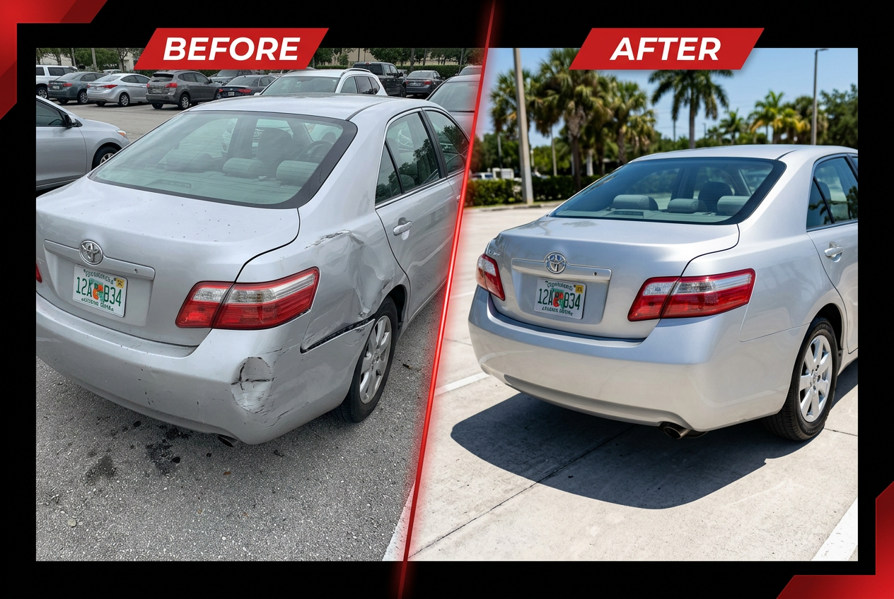 Toyota Camry collision repair before and after — Auto Evolution Miami